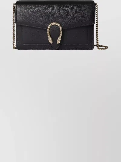 Gucci Dionysus Textured Leather Chain Strap Purse In Black