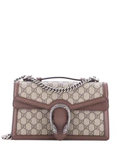 Pre-owned Gucci Dionysus Top Handle Chain Bag Gg Coated Canvas Small Satchel