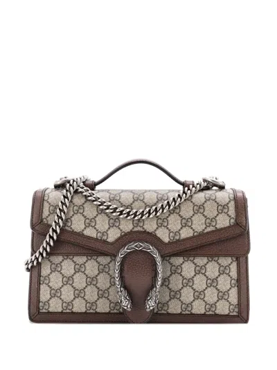 Pre-owned Gucci Dionysus Top Handle Chain Bag Gg Coated Canvas Small Satchel