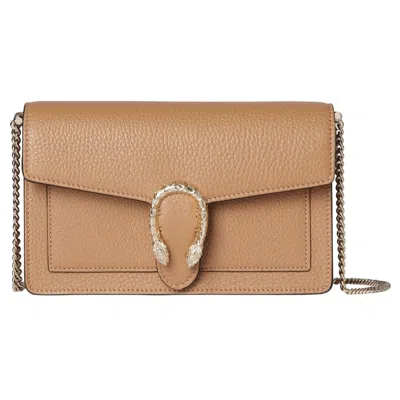 Gucci Dionysus Wallet On Chain Leather Mini In Beige
