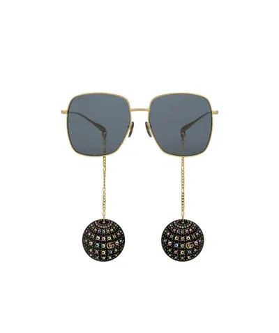 Gucci Disco Ball-charm Square-frame Sunglasses In Gray