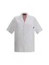 Gucci White Bowling Shirt With Web Detail On The Front And Maxi Web Print With Logo Lettering On The