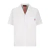 Gucci White Bowling Shirt With Web Detail On The Front And Maxi Web Print With Logo Lettering On The In White