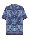 Gucci Printed Cotton Poplin Bowling Shirt In Blue