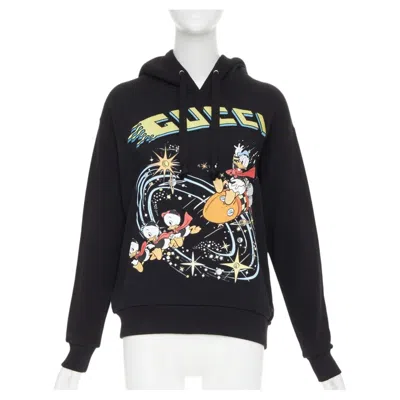 Pre-owned Gucci Disney 2021 Runway Flash Space Embroidered Donald Duck Print Fleece Hoodie In Black