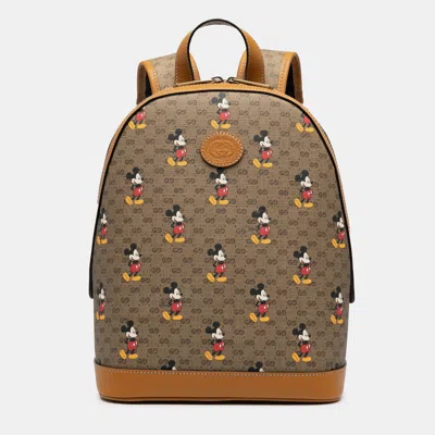 Pre-owned Gucci Disney Small Micro Gg Supreme Mickey Mouse Dome Backpack In Brown