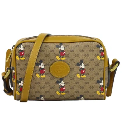 Gucci Disney X  Beige Leather Shoulder Bag () In Brown
