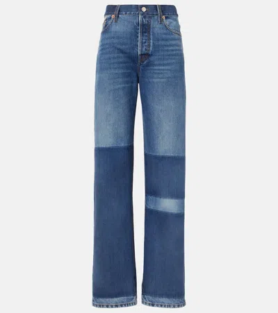 Gucci Distressed Mid-rise Straight Jeans In Blue/light Blue