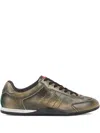 Gucci Leather Shift Sneakers Low Top Rubber Sole In Green