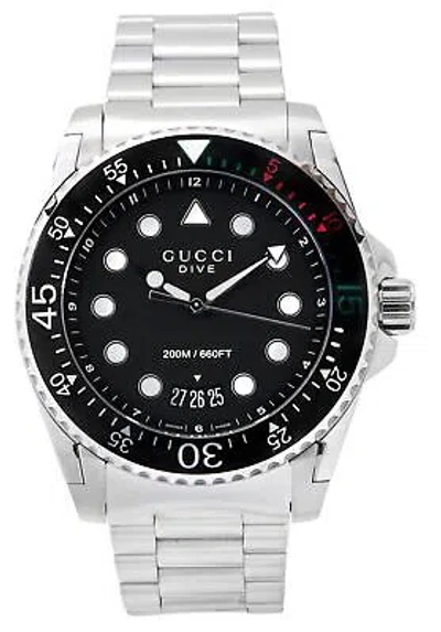 Pre-owned Gucci Dive Xl Quartz Diver's 200m Men's Watch Ya136208a