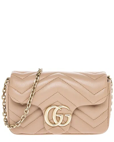 Gucci Dnu  Gg Marmont Mini Leather Mini Bag In Pink