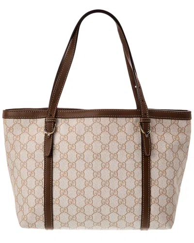 Gucci White Gg Supreme Canvas Adjustable Handle To