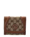 Gucci Dnu Inv  Gg Canvas & Leather Wallet In Brown
