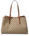 Gucci Gg Emblem Medium Gg Supreme Canvas & Leather Tote In Brown