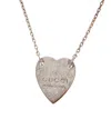 Gucci Dnu Inv  Silver Gg Heart Pendant Necklace (authentic ) In Gray