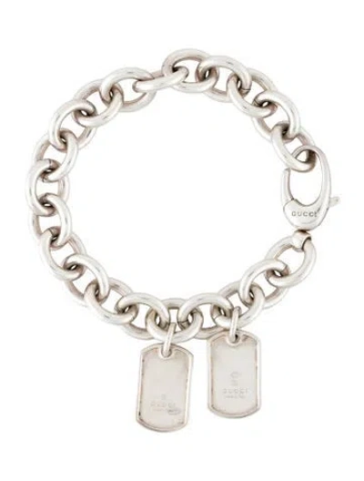Pre-owned Gucci Dog Tag Charm Bracelet, 6.5" In Multicolor