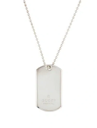 Pre-owned Gucci Dog Tag Pendant Necklace, 22" In Multi