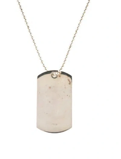 Pre-owned Gucci Dog Tag Pendant Necklace, 23.5" In Multi