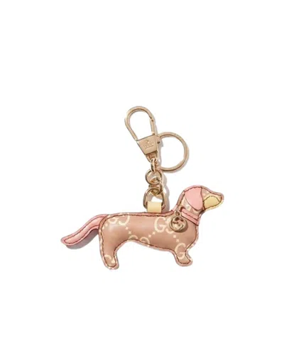 Gucci Dog-shaped Keyring In Brown