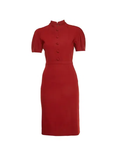 Pre-owned Gucci Dolman-sleeve Shift Mini Dress In Red