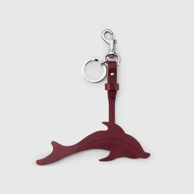Gucci Dolphin Keychain Charm In Bordeaux