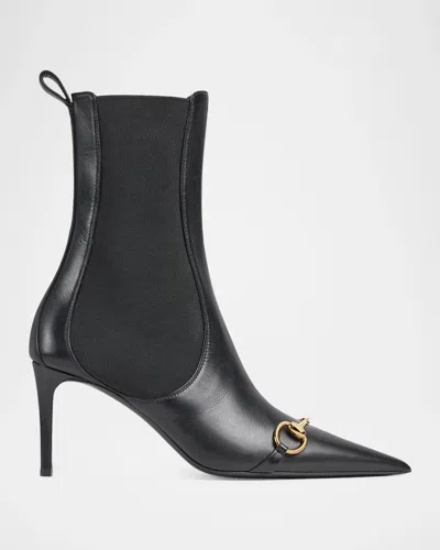 Gucci Donna 80mm Leather Ankle Boots In 1000 Black