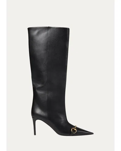 Gucci Donna 80mm Leather Boots In Black