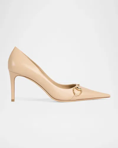 Gucci Donna 80mm Leather Pumps In Neutral