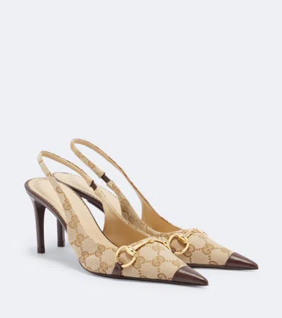 Gucci Donna Gg Canvas Slingback Pumps In Neutral