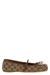 Gucci Horsebit-detailed Leather-trimmed Canvas-jacquard Ballet Flat