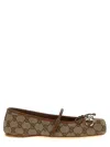 Gucci Women Gg Fabric Ballerinas With Iconic Horsebit In Brown