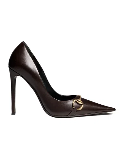 Gucci Donna Horsebit High-heel Pump In Brown