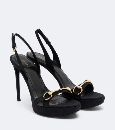 Gucci Donna Horsebit Slingback Sandals In Black