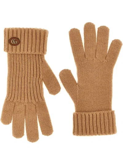 Gucci 'doppia G' Gloves In Brown