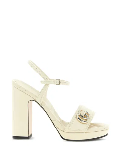 Gucci 95mm Gg Marmont Leather Platform Sandals In Animal Print
