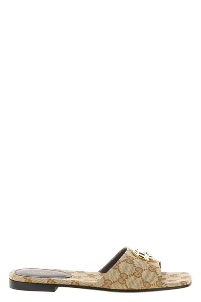 Gucci 'doppia G' Sandals In Brown
