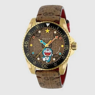 Pre-owned Gucci Doraemon 50th Anniversary Collaboration With  Dive Watch Ya136335