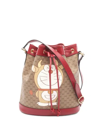 Pre-owned Gucci × Doraemon Small Gg Supreme Bucket Bag