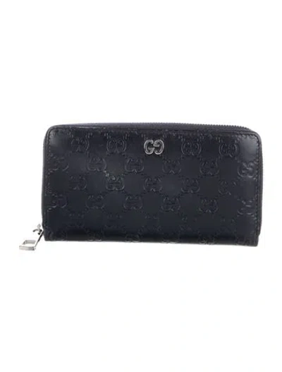 Pre-owned Gucci Dorian Gg Logo Wallet In Blue