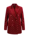 Gucci Double Blazer With Gg Crystals In Red