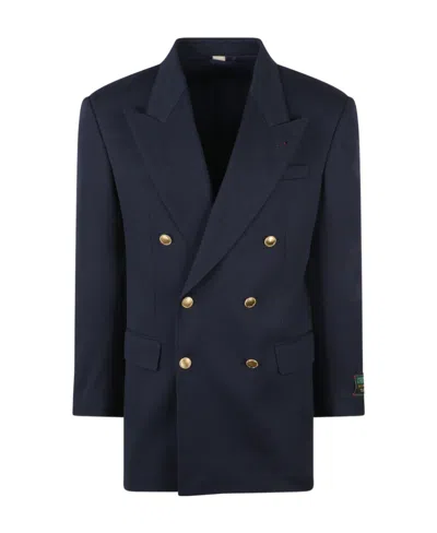 Gucci Double-breast Cotton Jacket In Blue