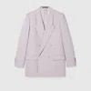 Gucci Double-breast Wool Gabardine Jacket In Purple