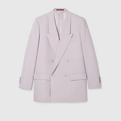 Gucci Double-breast Wool Gabardine Jacket In Purple