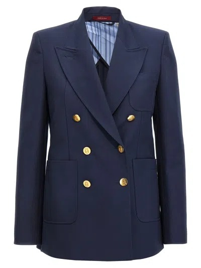 Gucci Blazer Double-breasted Gold-tone Buttons In Blue