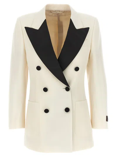 Gucci Double-breasted Blazer Blazer And Suits White/black