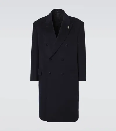 Gucci Double-breasted Cashmere Coat In Blue