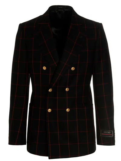 GUCCI GUCCI DOUBLE-BREASTED CHECK BLAZER