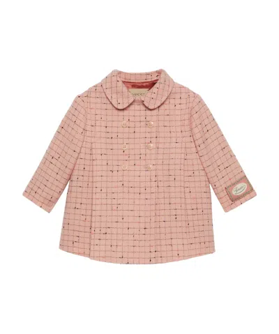 Gucci Double-breasted Checked Coat In Pink
