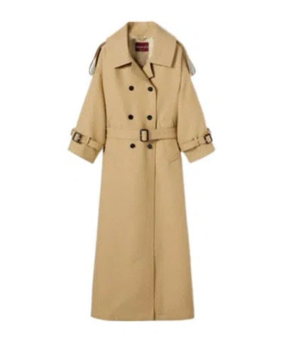 Gucci Double-breasted Coat In Nude & Neutrals