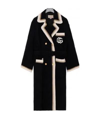 Gucci Double Breasted Coat In Black